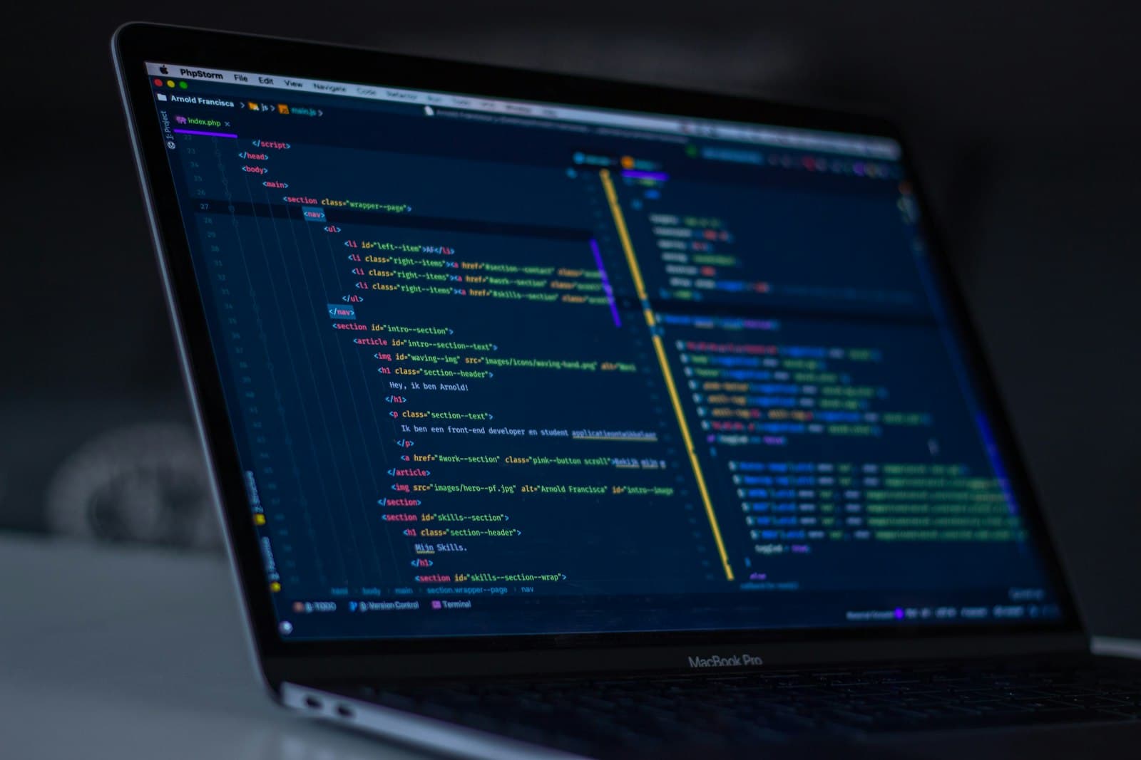 Developer workstation with code editor open