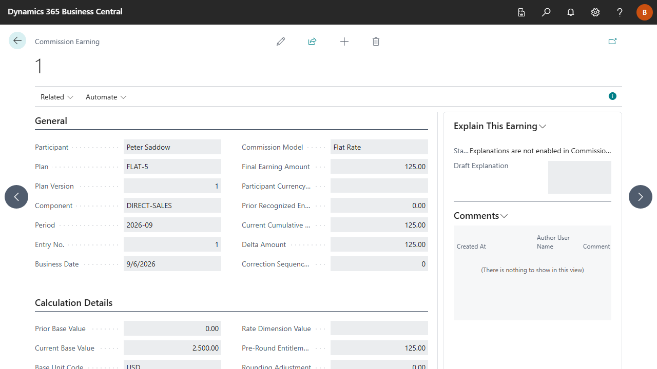 Commission Earning card with calculation details and tier rows
